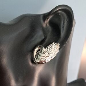 Avon Silver-tone Dozing Swan Earrings